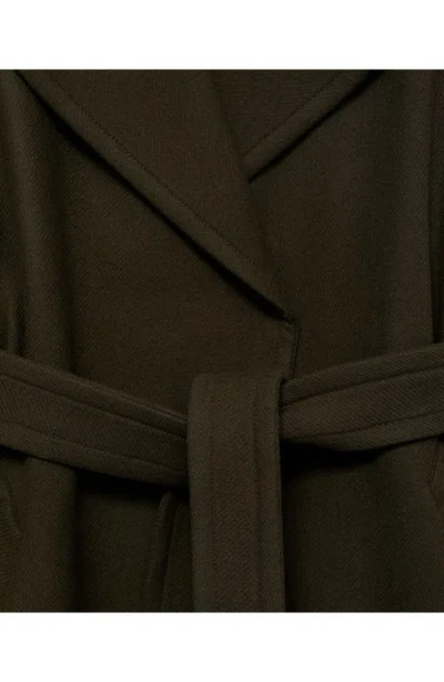 Mango Belted Wool Blend Coat In Green