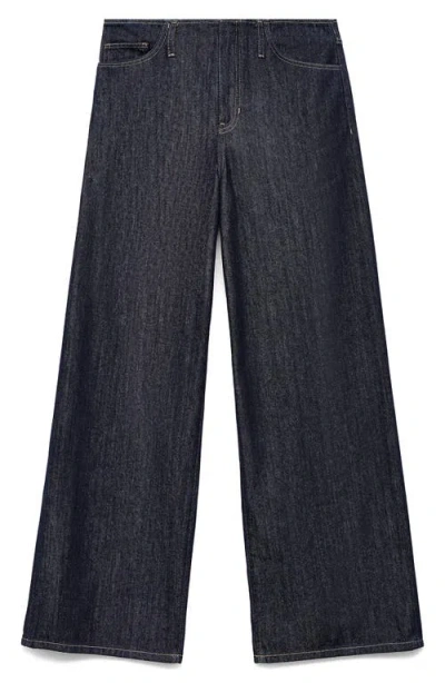 Mango Women's Wide Leg Mid-rise Jeans In Blue