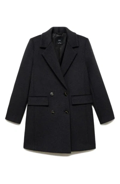 Mango Double Breasted Coat In Gray
