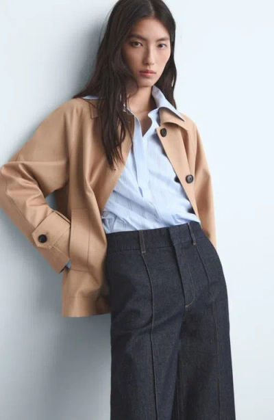 Mango Women's Stitching Detail High-waisted Culotte Jeans In Blue