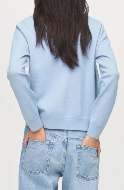 Mango Argyle Cardigan In Blue