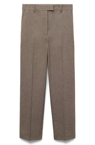 Mango Pinstripe Ankle Pants In Gray
