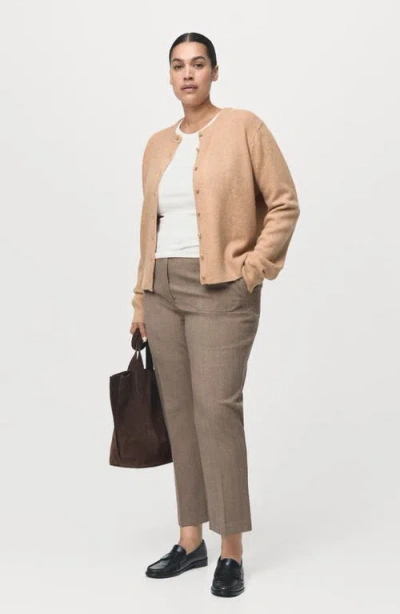 Mango Pinstripe Ankle Pants In Gray