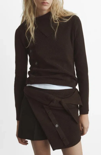 Mango Women's Asymmetrical Neck And Buttons Sweater In Brown