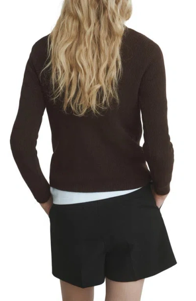 Mango Women's Asymmetrical Neck And Buttons Sweater In Brown
