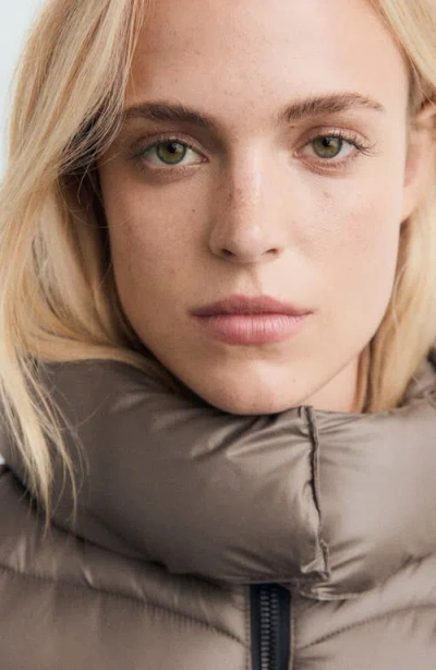 Mango Women's Hood Quilted Coat In Brown