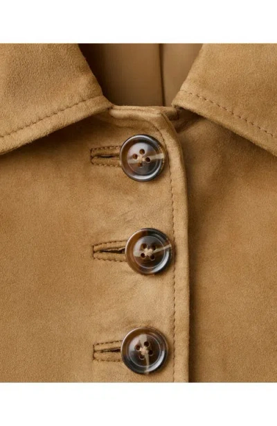 Mango Suede Jacket With Buttons Ochre In Brown