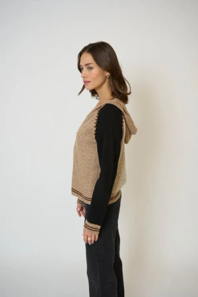 Central Park West Faye Cabled Hoodie W/whipstitch In Multi