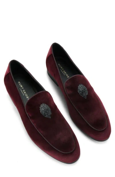 Kurt Geiger London Hugh 2 Velvet Loafer In Burgundy