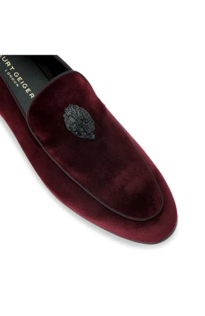 Kurt Geiger London Hugh 2 Velvet Loafer In Burgundy