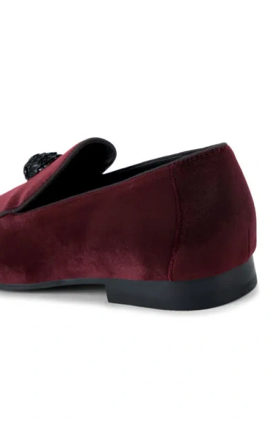 Kurt Geiger London Hugh 2 Velvet Loafer In Burgundy