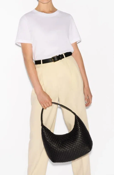 Mz Wallace Medium Woven Nylon Shoulder Bag In Black