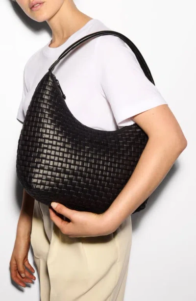 Mz Wallace Medium Woven Nylon Shoulder Bag In Black