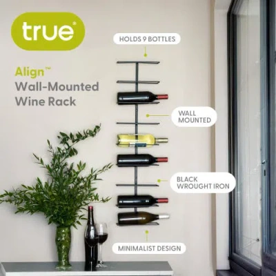 True Align Wall-mounted Wine Rack In Black