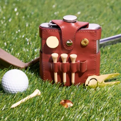 True Golfer's Flask And Accessory Set In Brown