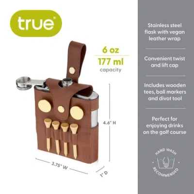 True Golfer's Flask And Accessory Set In Brown