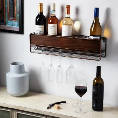 True Rustic Wine Shelf In Brown