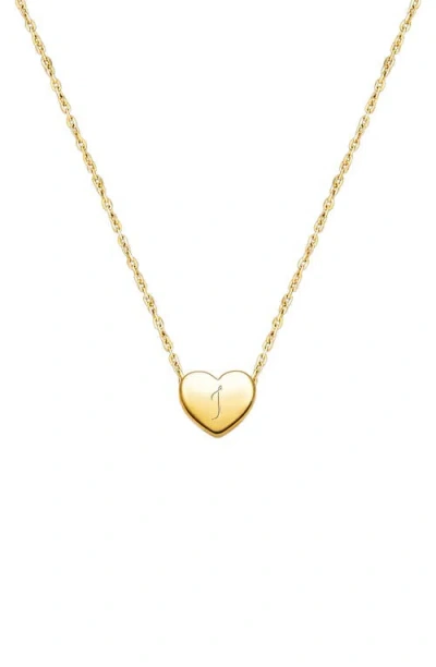Tiny Blessings 14k Gold Mini Sliding Heart & Engraved Initial 12-14" Necklace In Gold