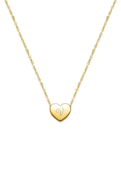 Tiny Blessings 14k Gold Mini Sliding Heart & Engraved Initial 12-14" Necklace In Gold