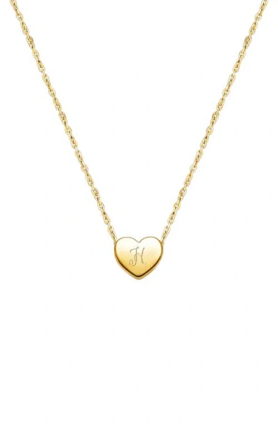 Tiny Blessings 14k Gold Mini Sliding Heart & Engraved Initial 12-14" Necklace In Gold