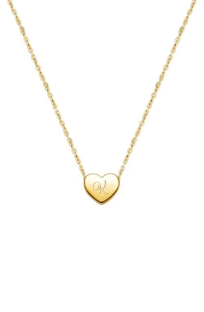 Tiny Blessings 14k Gold Mini Sliding Heart & Engraved Initial 12-14" Necklace In Gold