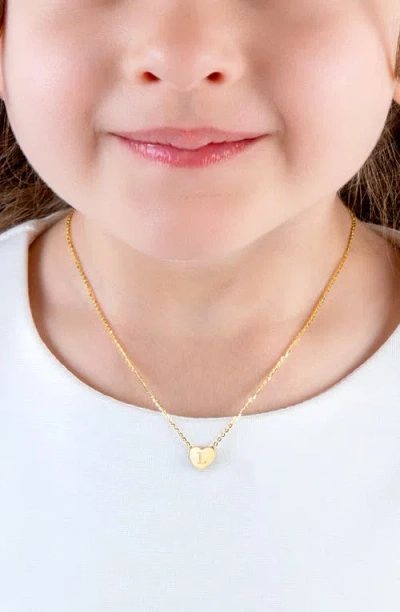 Tiny Blessings 14k Gold Mini Sliding Heart & Engraved Initial 12-14" Necklace In Gold