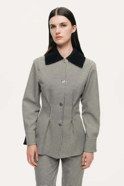 Nocturne Corset-back Checked Sculpted Shirt In Multi