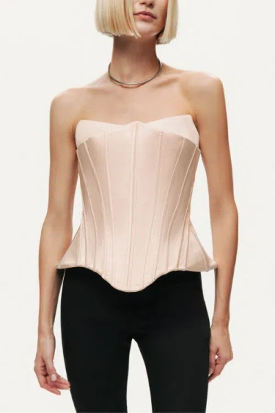 Nocturne Sculpted Satin Corset Top In Pink