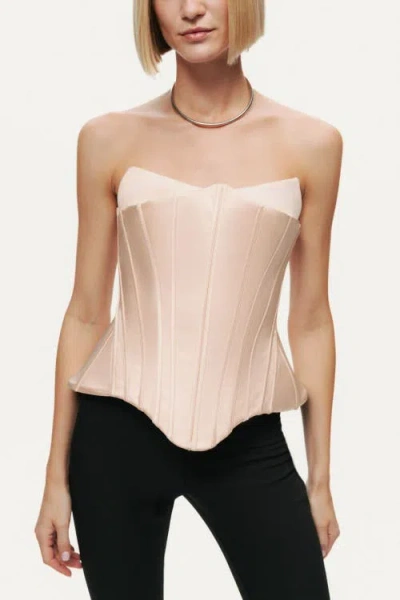 Nocturne Sculpted Satin Corset Top In Pink