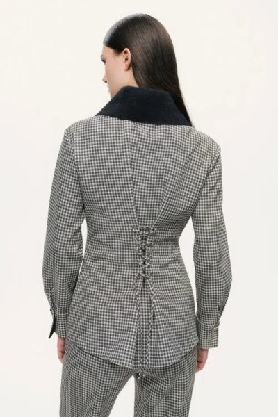 Nocturne Corset-back Checked Sculpted Shirt In Multi