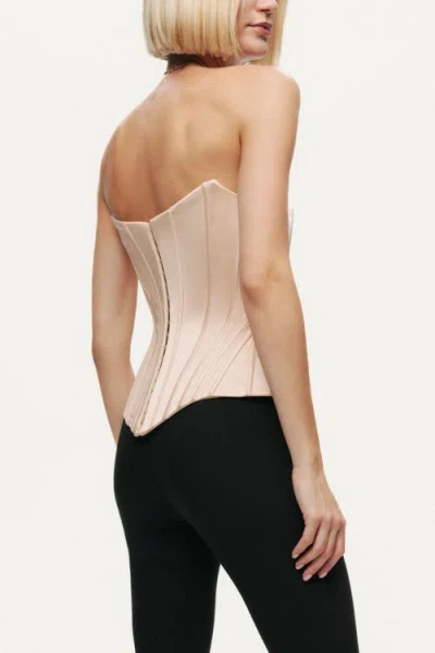Nocturne Sculpted Satin Corset Top In Pink