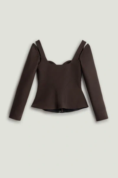 Nocturne Cut-out Sweetheart Corset Top In Brown