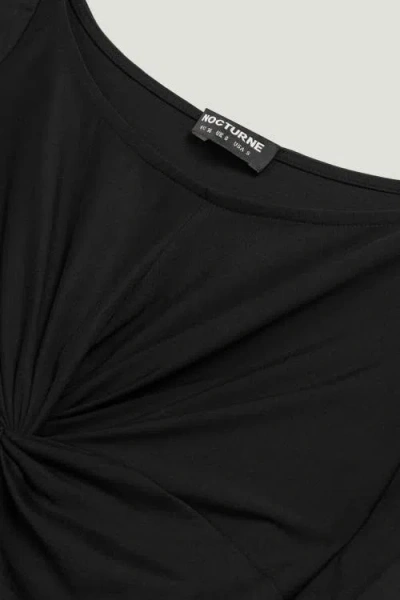 Nocturne Ruched Front Fitted Long Sleeve Top In Black