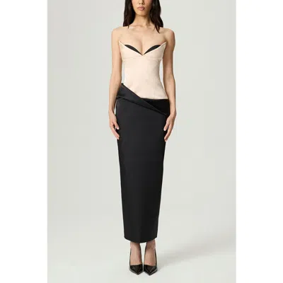 Nocturne Draped Sweetheart Corset Dress In Black