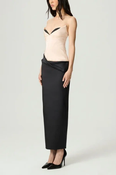 Nocturne Draped Sweetheart Corset Dress In Black