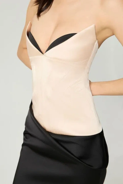 Nocturne Draped Sweetheart Corset Dress In Black