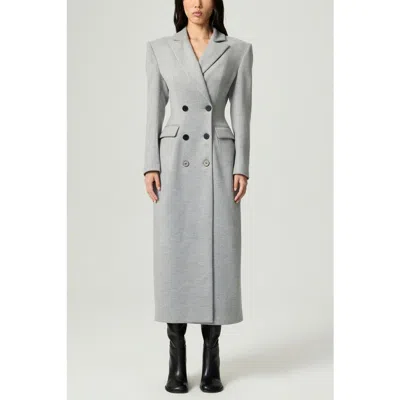 Nocturne Structured Double-breasted Maxi Coat In Gray