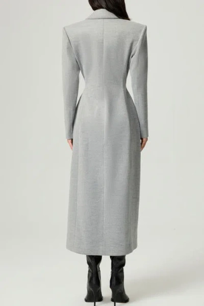 Nocturne Structured Double-breasted Maxi Coat In Gray