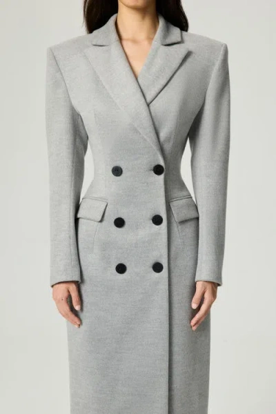 Nocturne Structured Double-breasted Maxi Coat In Gray