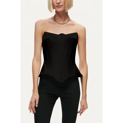 Nocturne Sculpted Satin Corset Top In Black