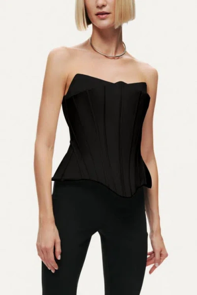 Nocturne Sculpted Satin Corset Top In Black