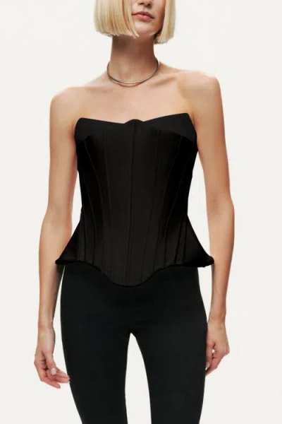 Nocturne Sculpted Satin Corset Top In Black