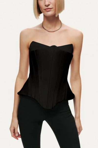 Nocturne Sculpted Satin Corset Top In Black