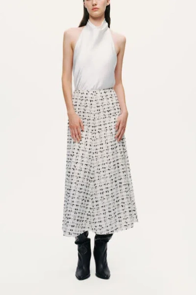 Nocturne Patterned A-line Midi Skirt In White