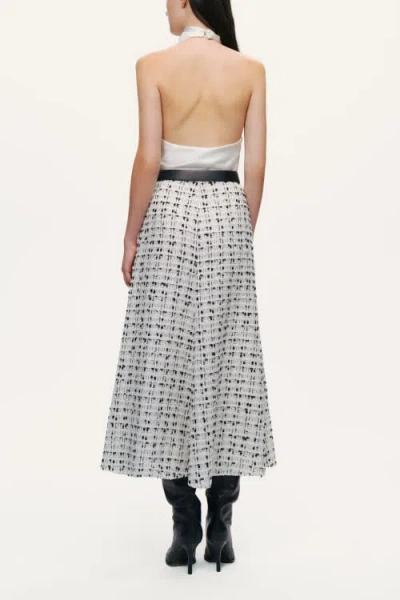 Nocturne Patterned A-line Midi Skirt In White