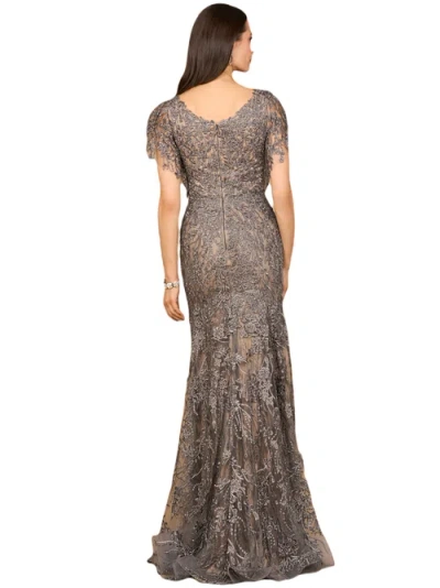 Lara New York Cap Sleeve Mermaid V-neck Gown In Gray