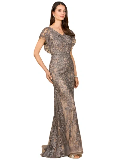Lara New York Cap Sleeve Mermaid V-neck Gown In Gray