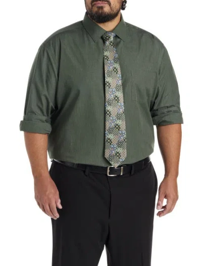 Synrgy By Dxl Performance Heather Dress Shirt In Green