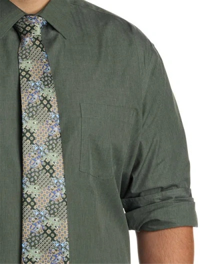 Synrgy By Dxl Performance Heather Dress Shirt In Green