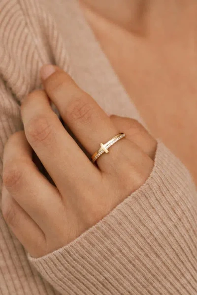Mint & Lily Let God Be In Control Golden Cross Ring